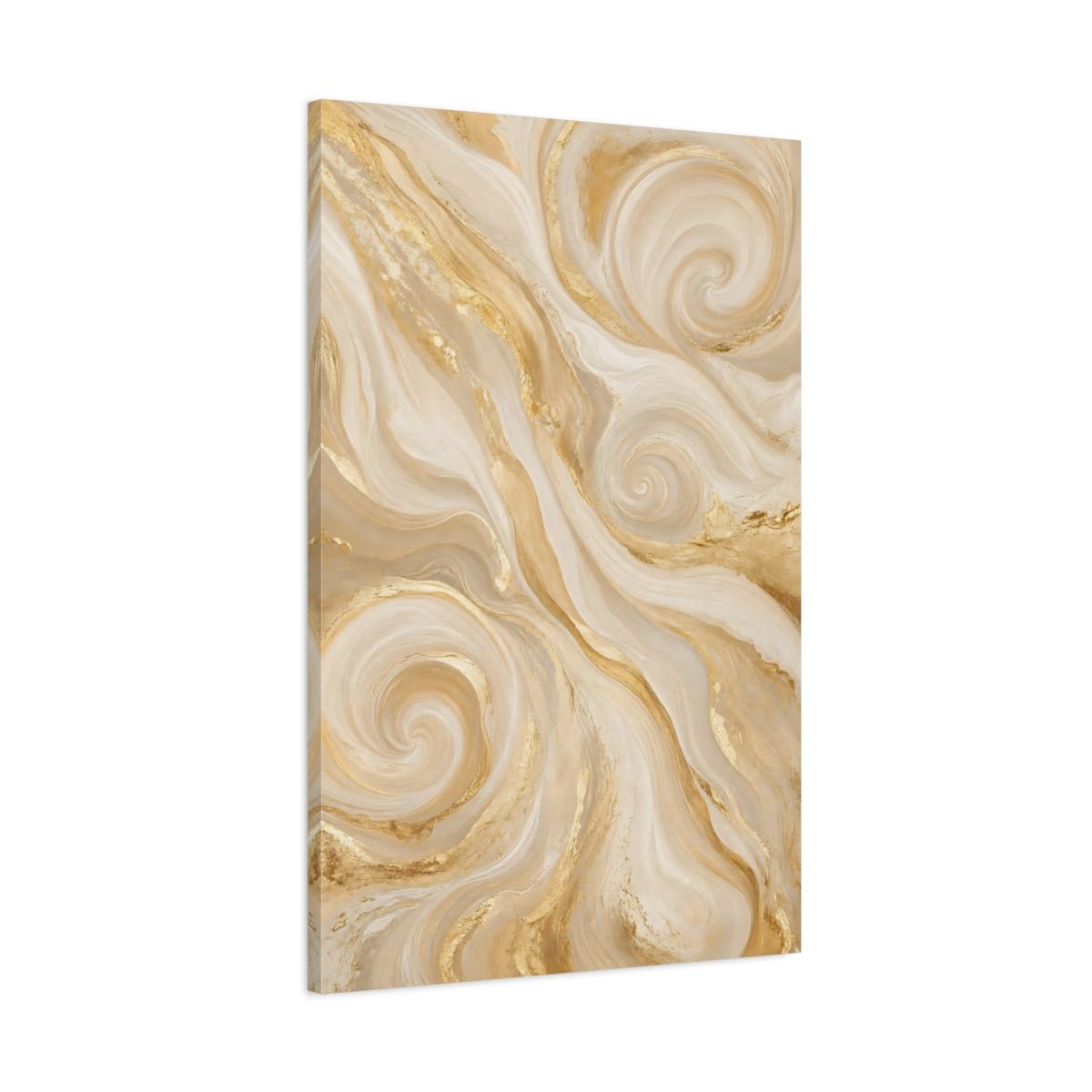 Abstract Swirl Gold Cream Canvas Wall Art Print – Living Room Decor, Above Console Table - YesArtYes