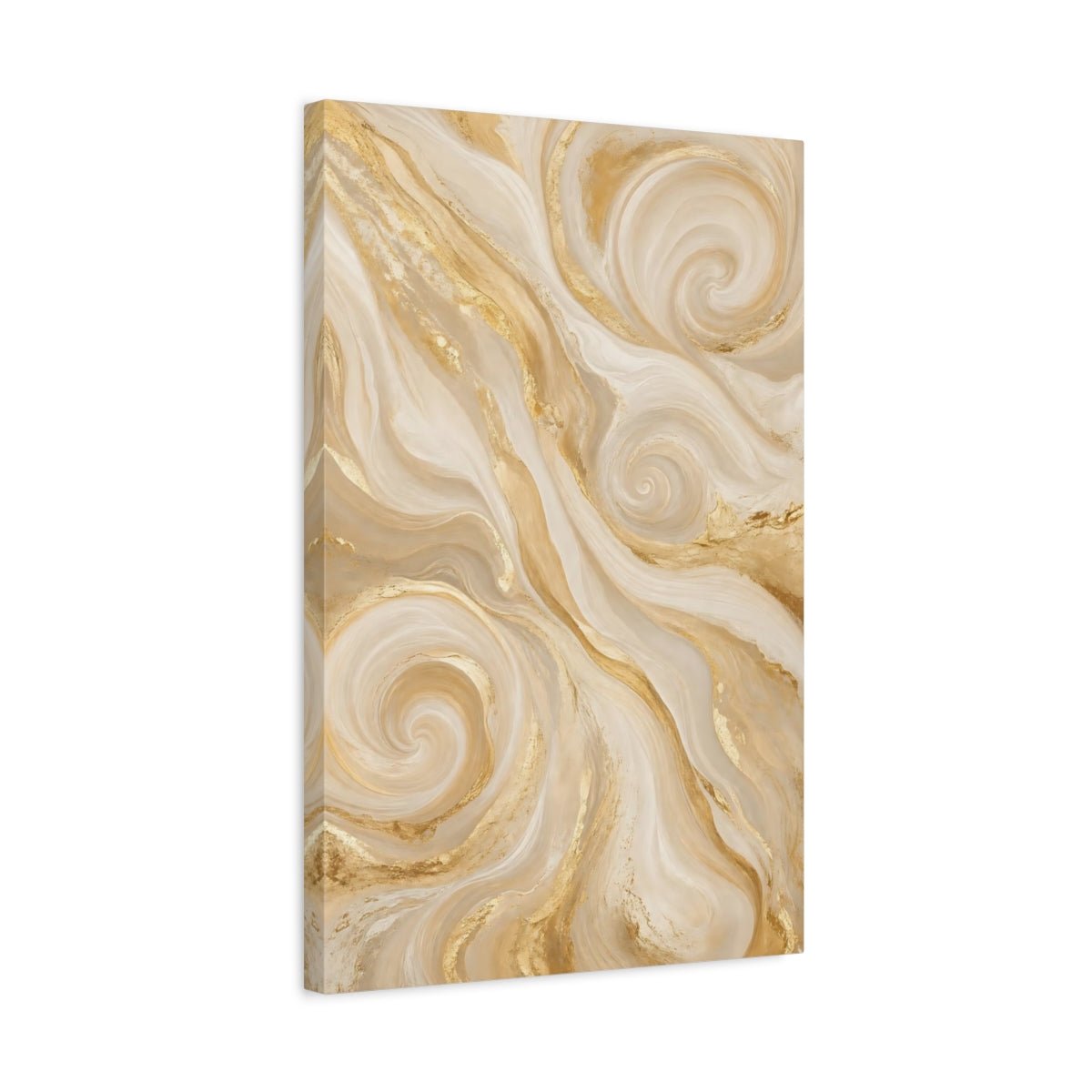Abstract Swirl Gold Cream Canvas Wall Art Print – Living Room Decor, Above Console Table - YesArtYes