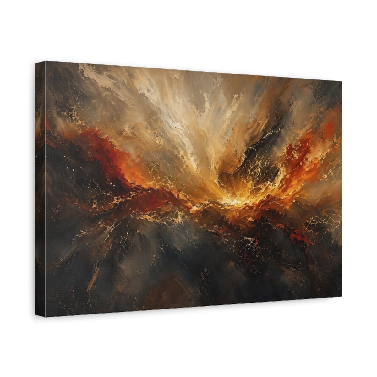 Abstract Swirl Gold Red Canvas Print – Living Room, Above Fireplace - YesArtYes