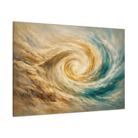 Main Mockup. Abstract Swirl Golden Teal Abstract shown as stretched canvas wall art