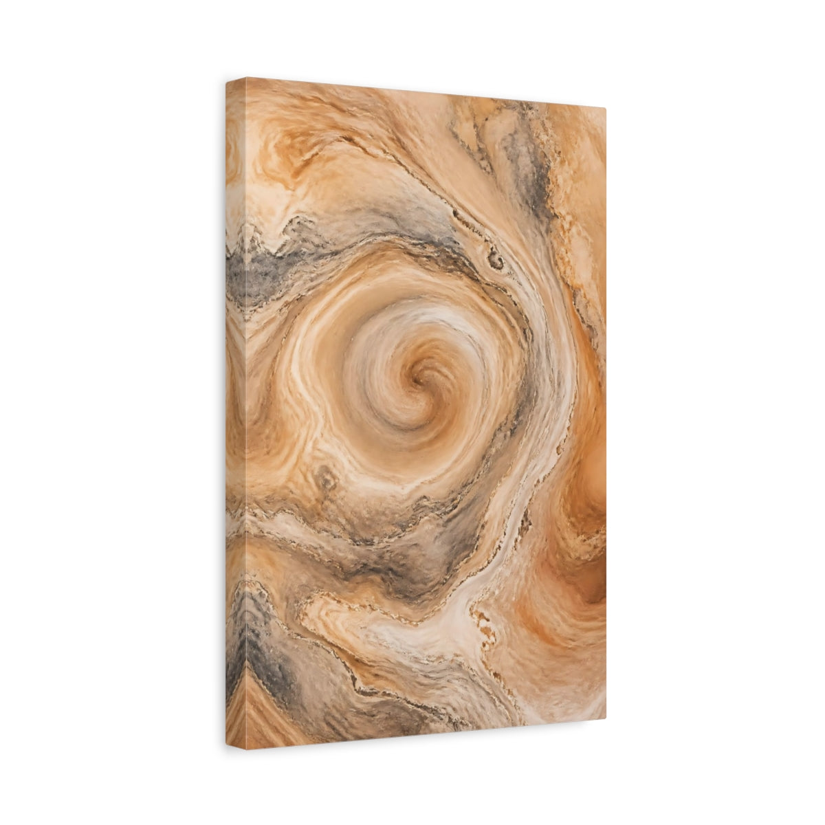 Side Mockup 4. Abstract Swirl Pattern Brown And Beige shown as stretched canvas wall art