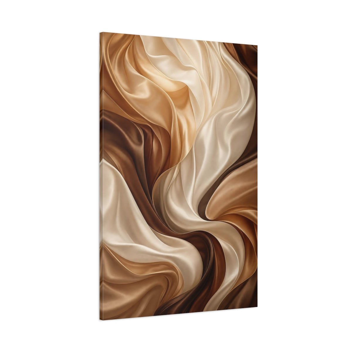 Abstract Swirling Fabric Brown Gold Canvas Wall Art Print – Living Room, Above Fireplace - YesArtYes