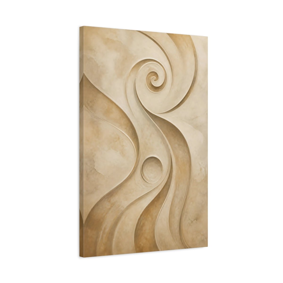 Abstract Swirls Beige Canvas Wall Art Print – Living Room Decor, Above Sofa - YesArtYes