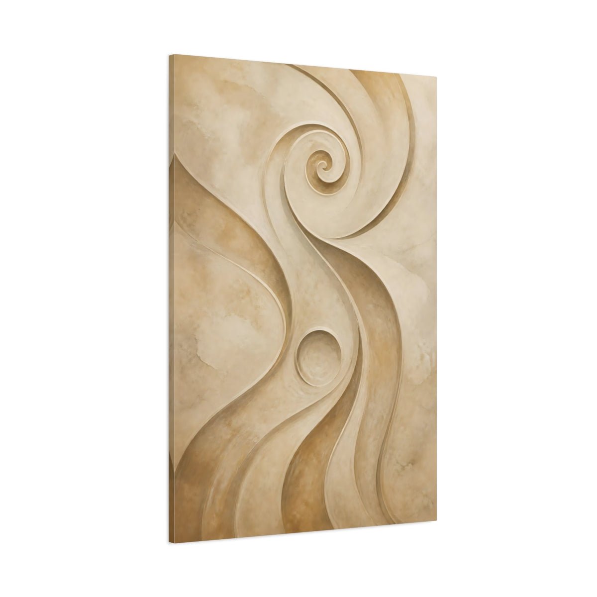 Abstract Swirls Beige Canvas Wall Art Print – Living Room Decor, Above Sofa - YesArtYes