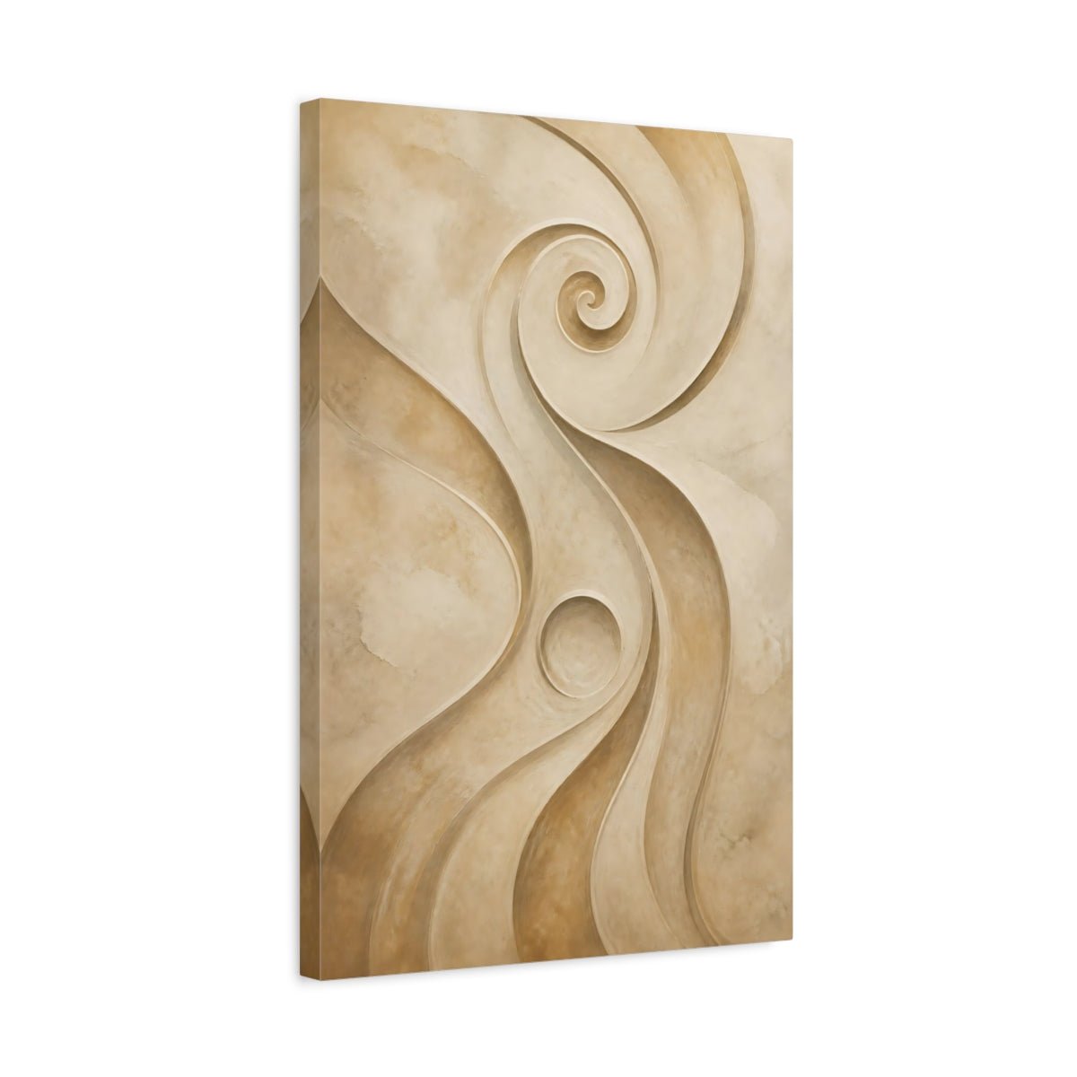 Abstract Swirls Beige Canvas Wall Art Print – Living Room Decor, Above Sofa - YesArtYes
