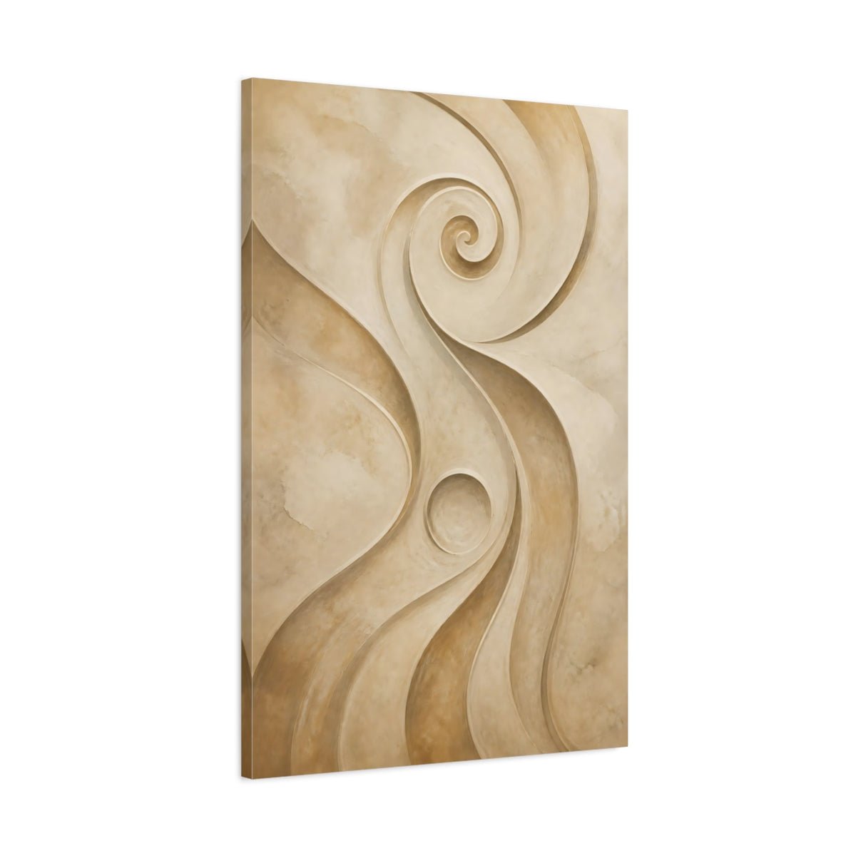 Abstract Swirls Beige Canvas Wall Art Print – Living Room Decor, Above Sofa - YesArtYes