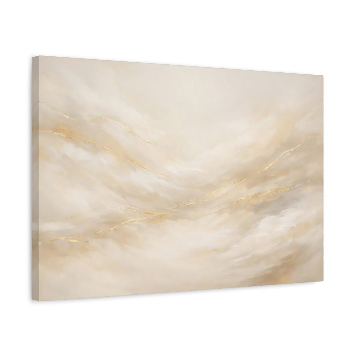 Side Mockup 3. Abstract Abstract Swirls Cream Gold Abstract shown as stretched canvas wall art