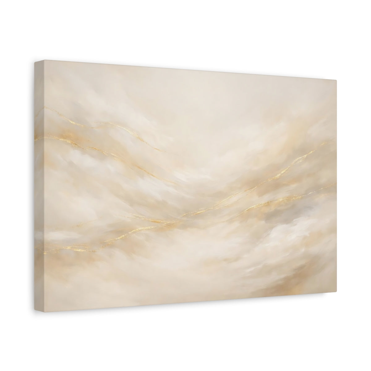 Side Mockup 4. Abstract Abstract Swirls Cream Gold Abstract shown as stretched canvas wall art