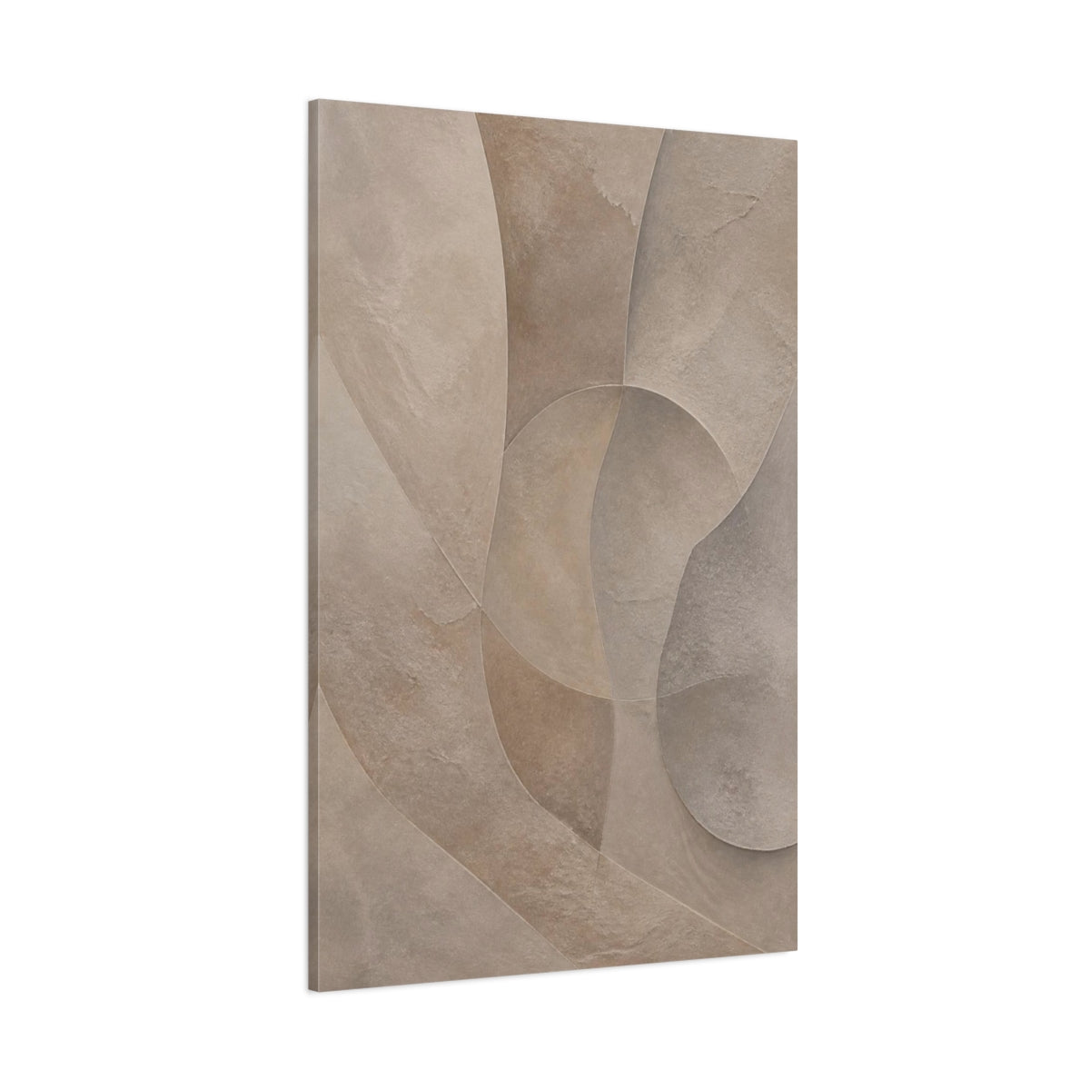 Side Mockup 1. Abstract Taupe Plaster Shapes shown as canvas print