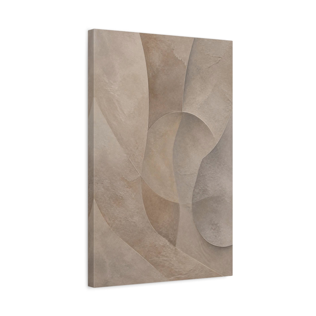 Side Mockup 3. Abstract Taupe Plaster Shapes shown as canvas print