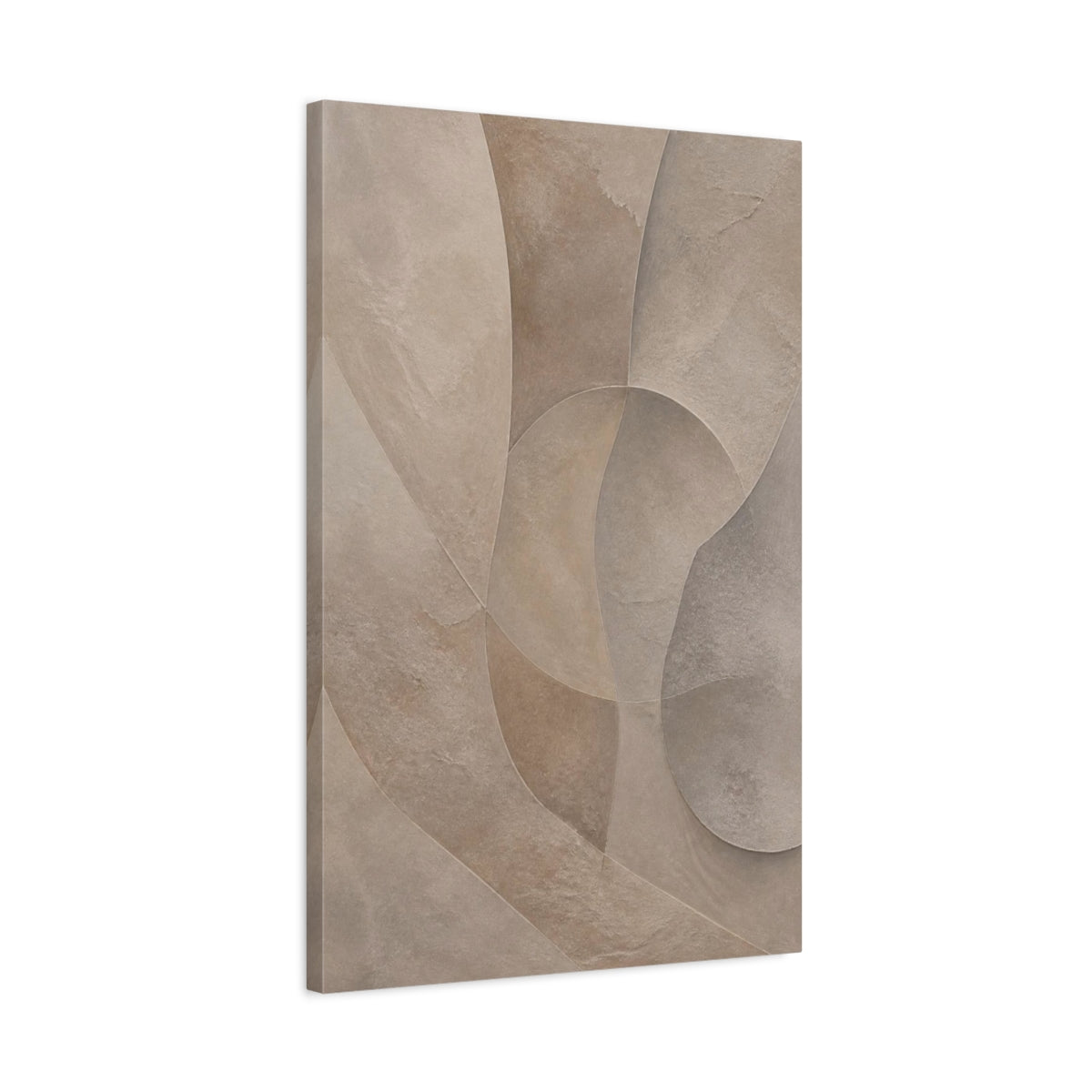 Side Mockup 2. Abstract Taupe Plaster Shapes shown as canvas print