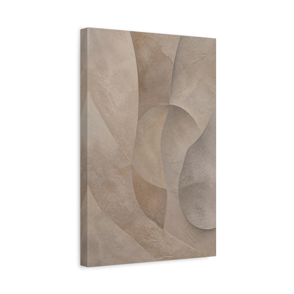 Side Mockup 4. Abstract Taupe Plaster Shapes shown as canvas print