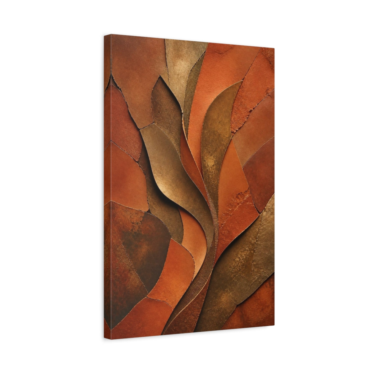 Side Mockup 3. Abstract Terracotta Curves shown as canvas print