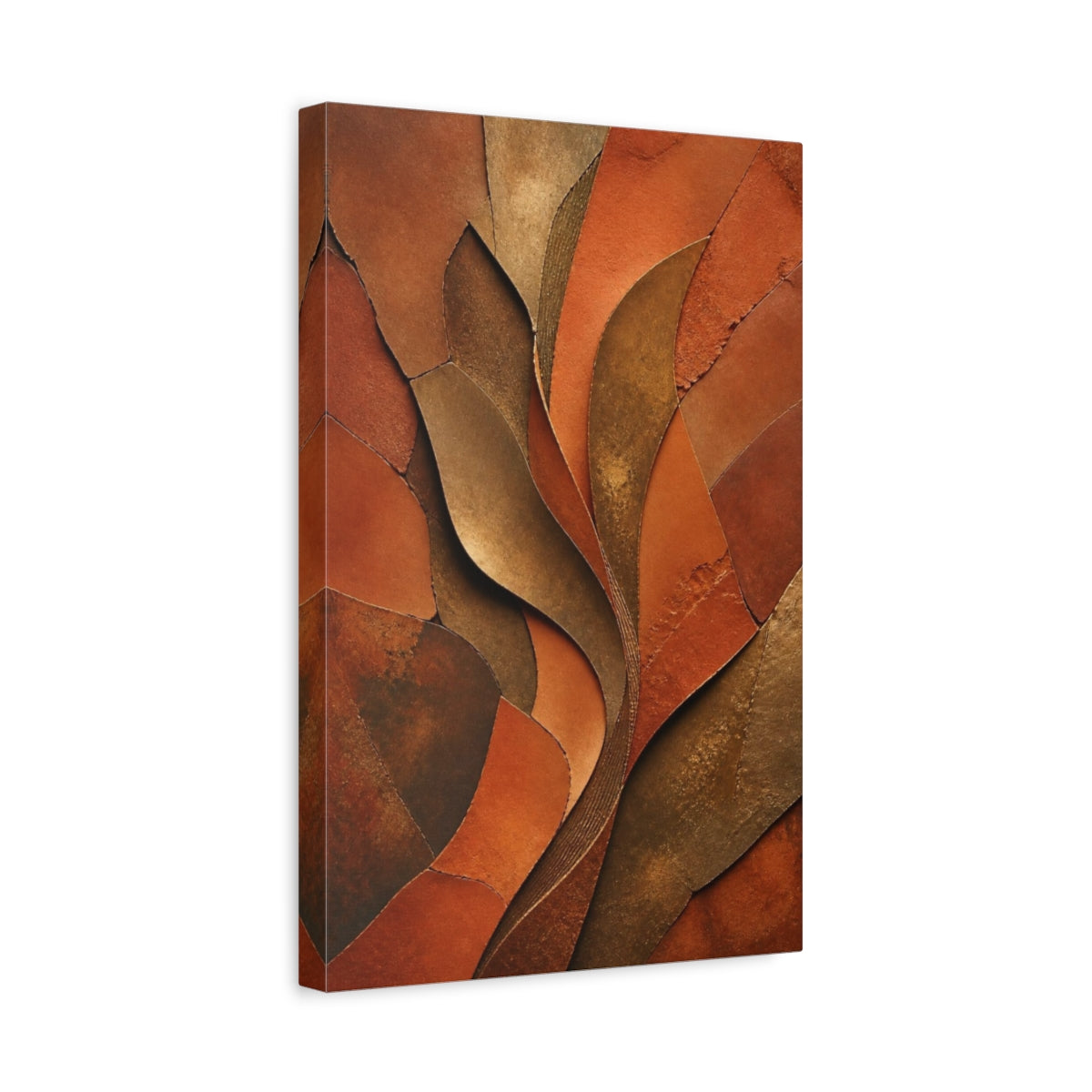 Side Mockup 4. Abstract Terracotta Curves shown as canvas print