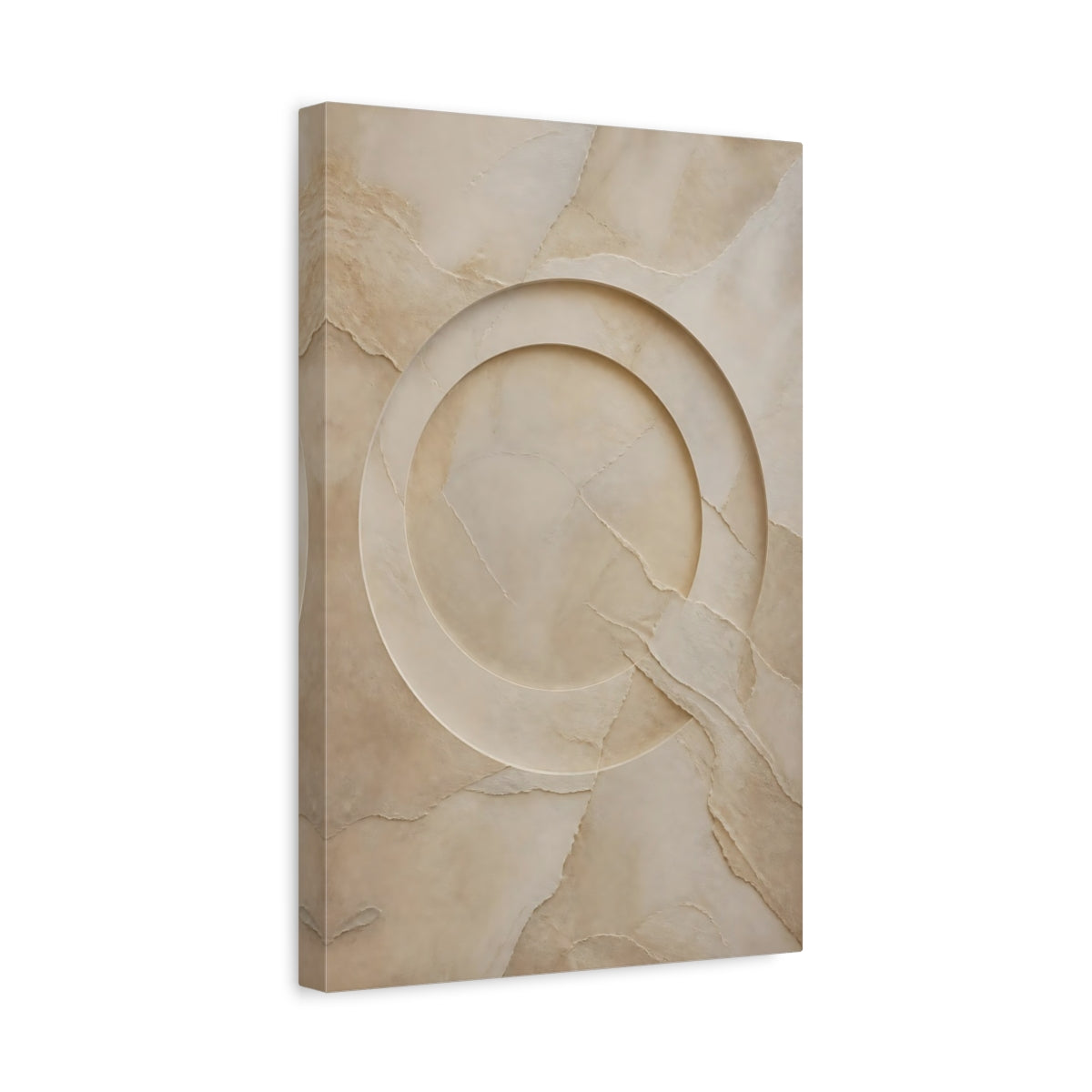 Side Mockup 4. Abstract Abstract Texture Beige And Tan shown as stretched canvas wall art