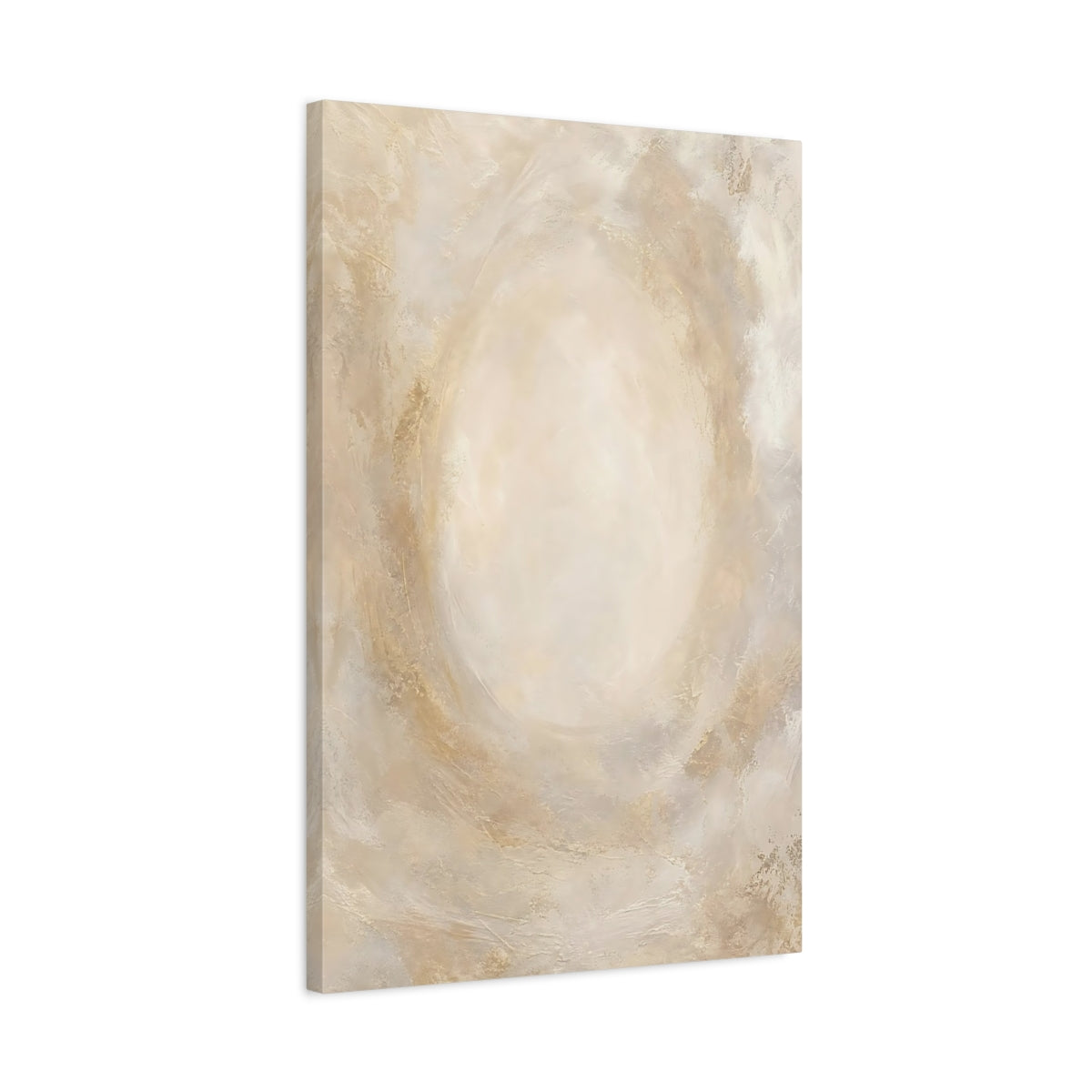 Side Mockup 2. Abstract Abstract Texture Beige Gold Abstract shown as stretched canvas wall art