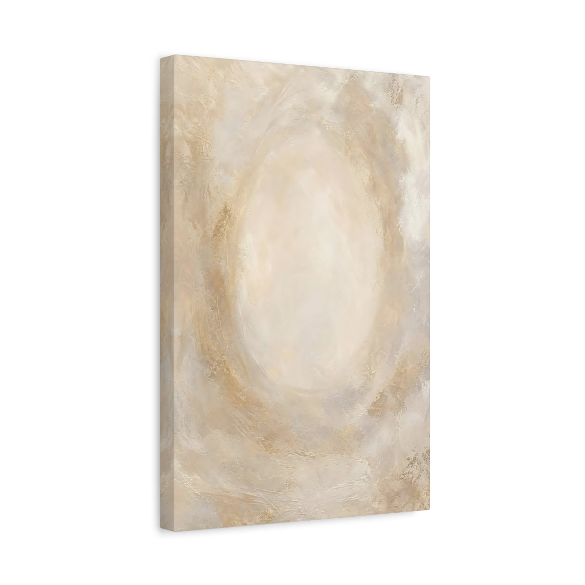 Side Mockup 4. Abstract Abstract Texture Beige Gold Abstract shown as stretched canvas wall art