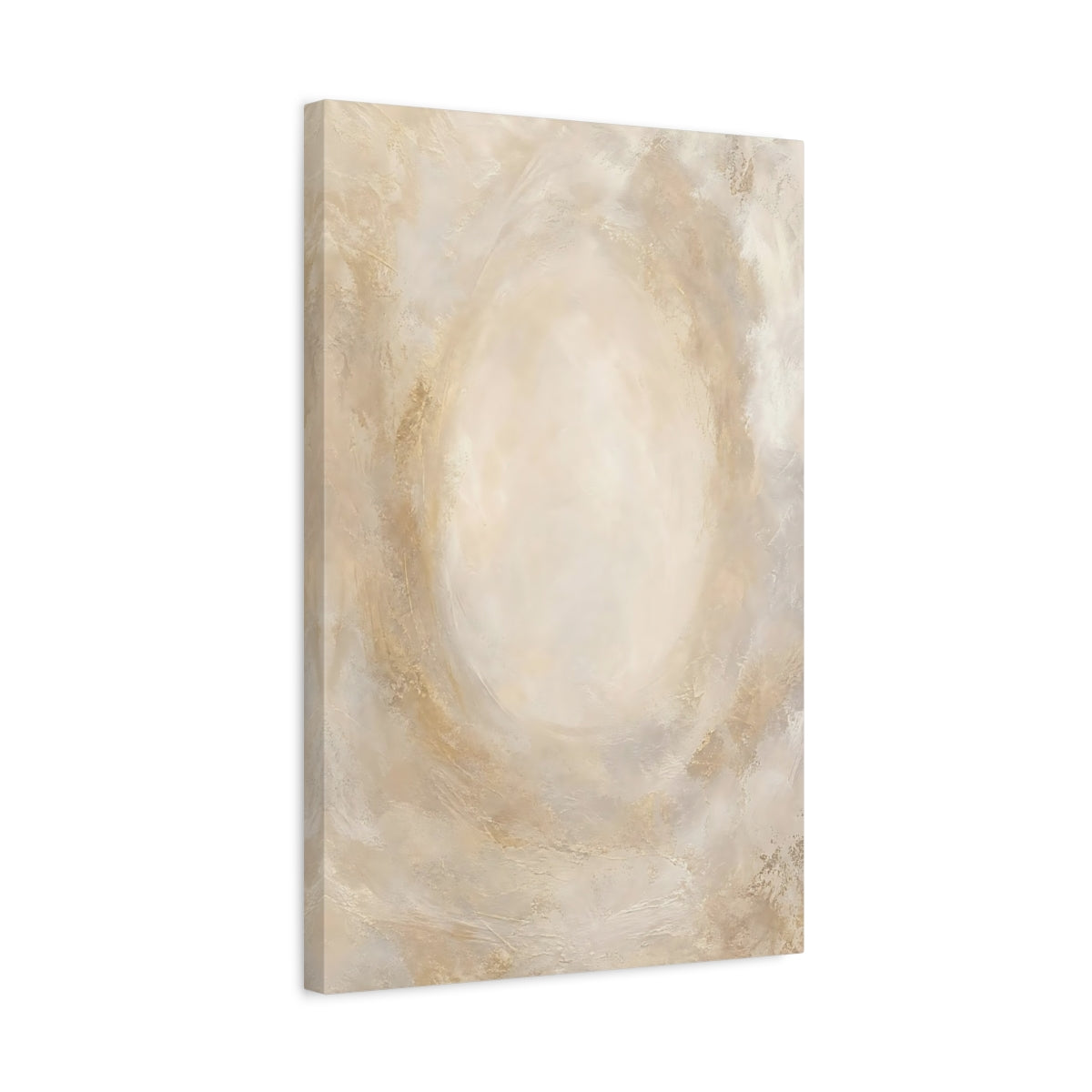 Side Mockup 3. Abstract Abstract Texture Beige Gold Abstract shown as stretched canvas wall art