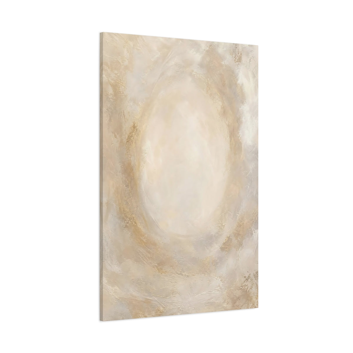 Side Mockup 1. Abstract Abstract Texture Beige Gold Abstract shown as stretched canvas wall art