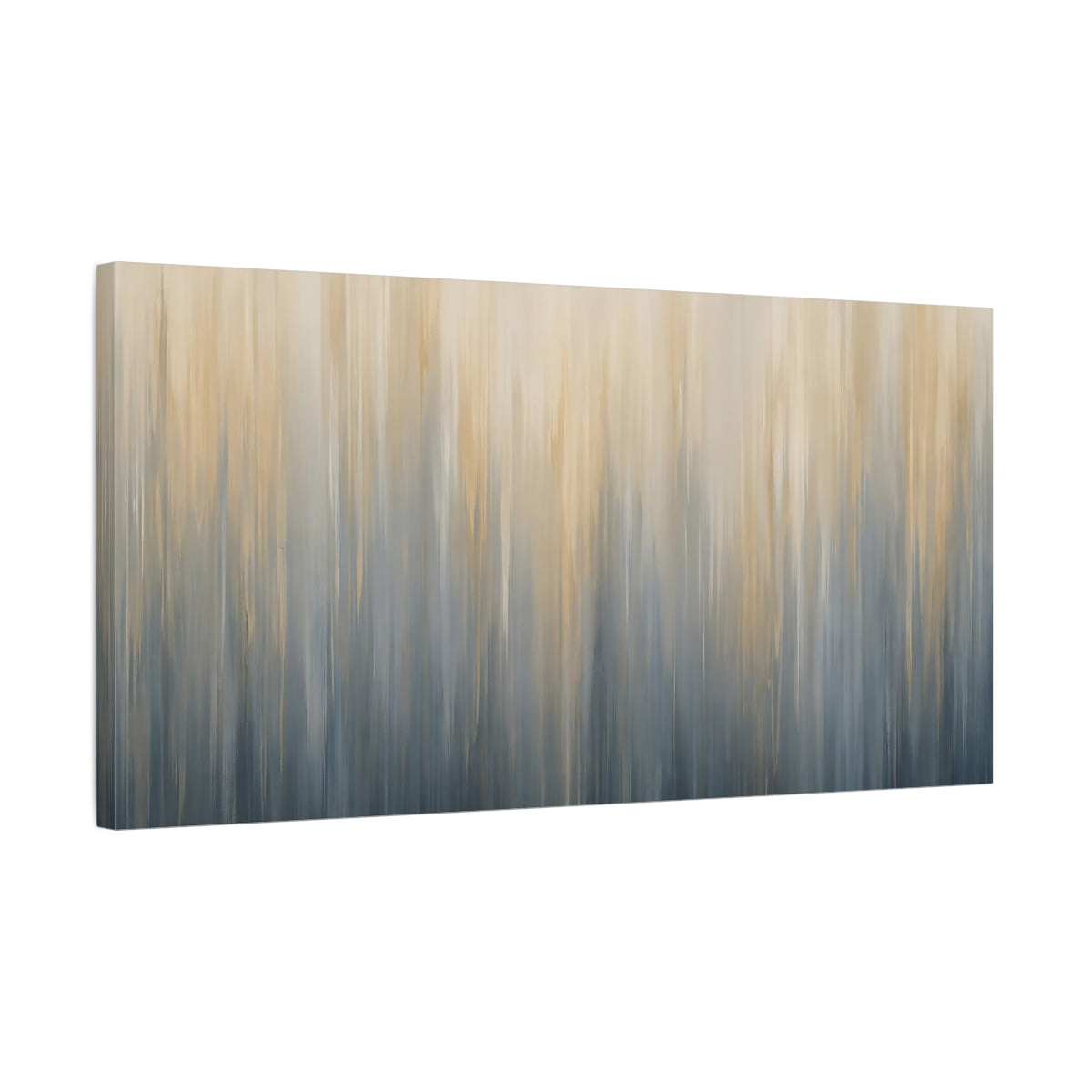 Side Mockup 1. Abstract Abstract Texture Blue And Gold shown as stretched canvas wall art