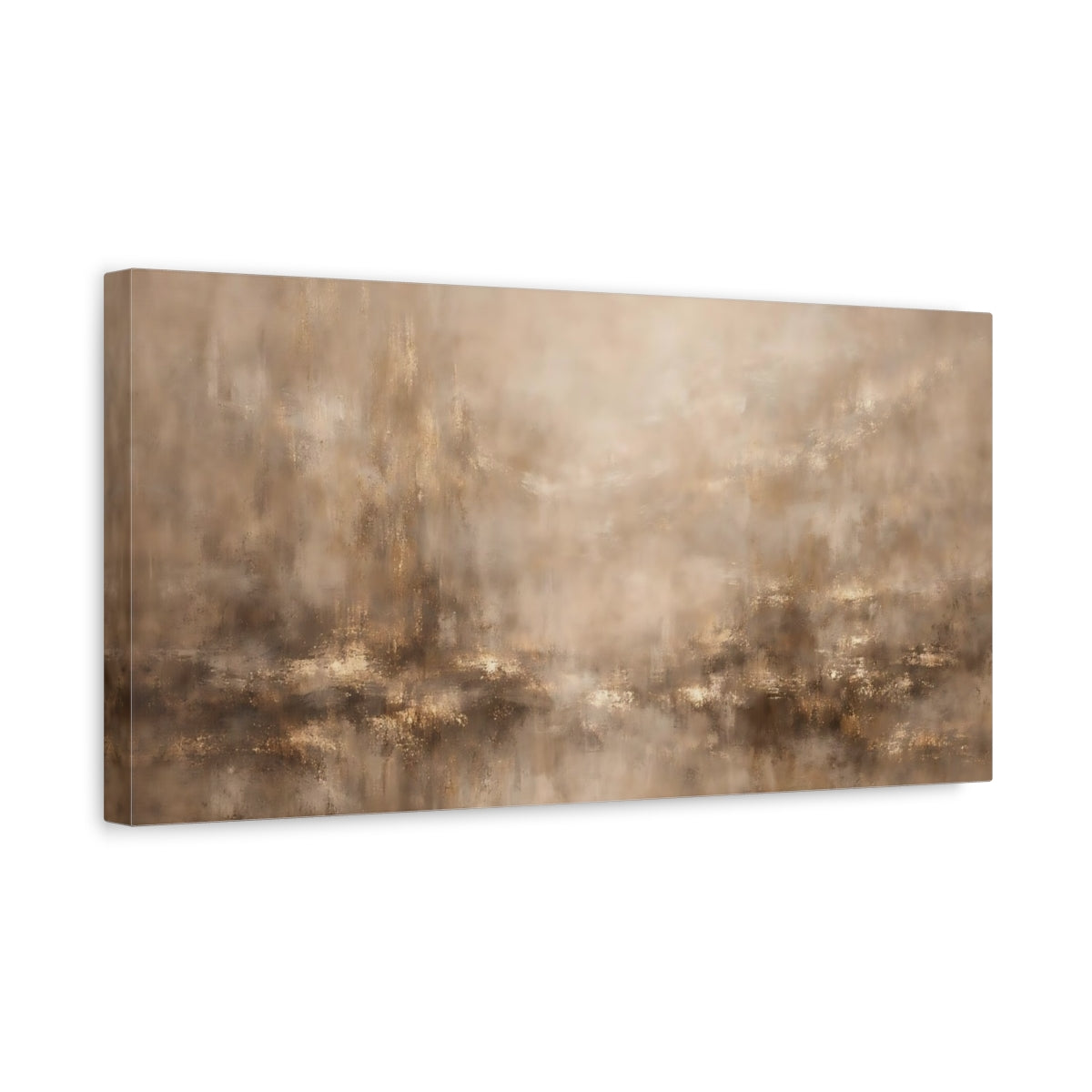 Side Mockup 3. Abstract Abstract Texture Brown And Gold shown as stretched canvas wall art