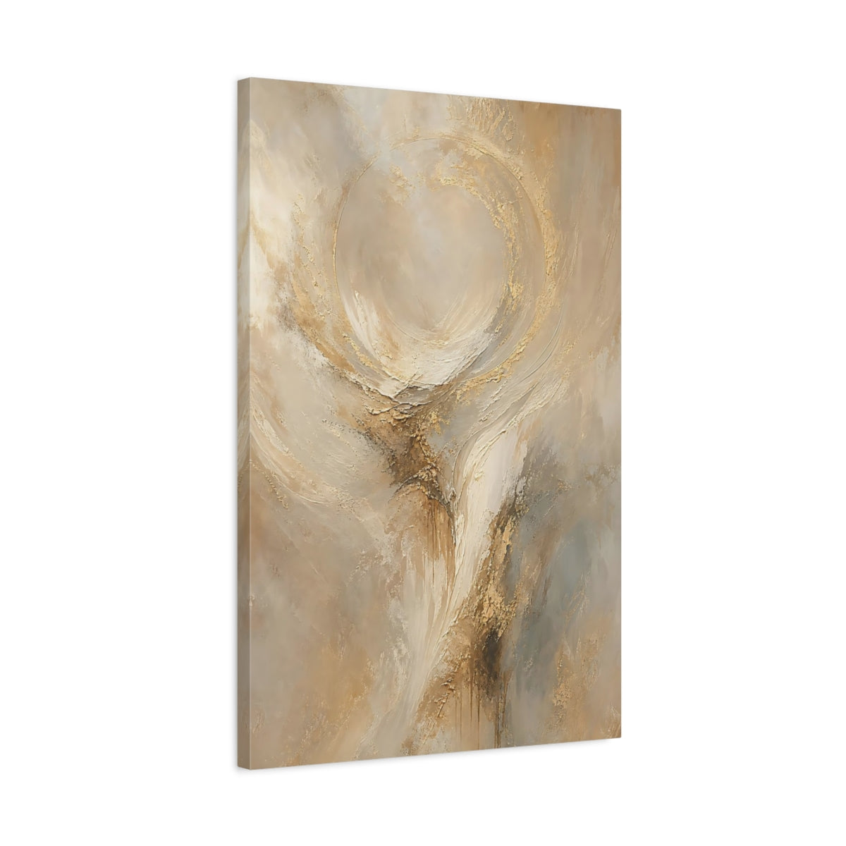 Side Mockup 2. Abstract Abstract Texture Abstract Gold And Beige shown as stretched canvas wall art