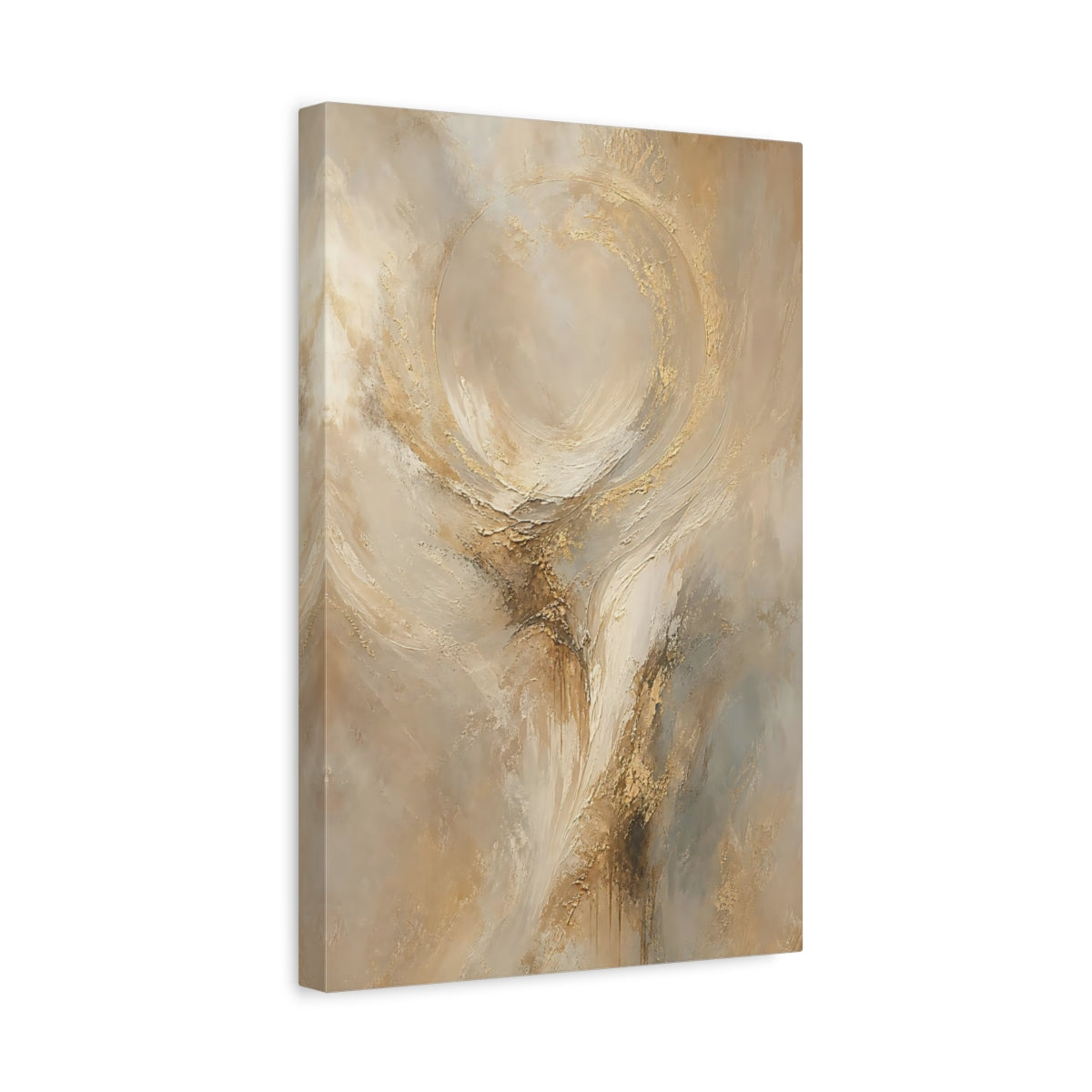 Side Mockup 4. Abstract Abstract Texture Abstract Gold And Beige shown as stretched canvas wall art