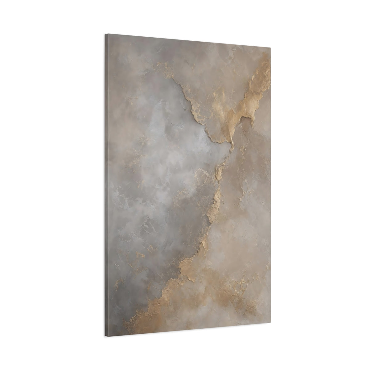 Side Mockup 1. Abstract Abstract Texture Gold Grey Abstract shown as stretched canvas wall art