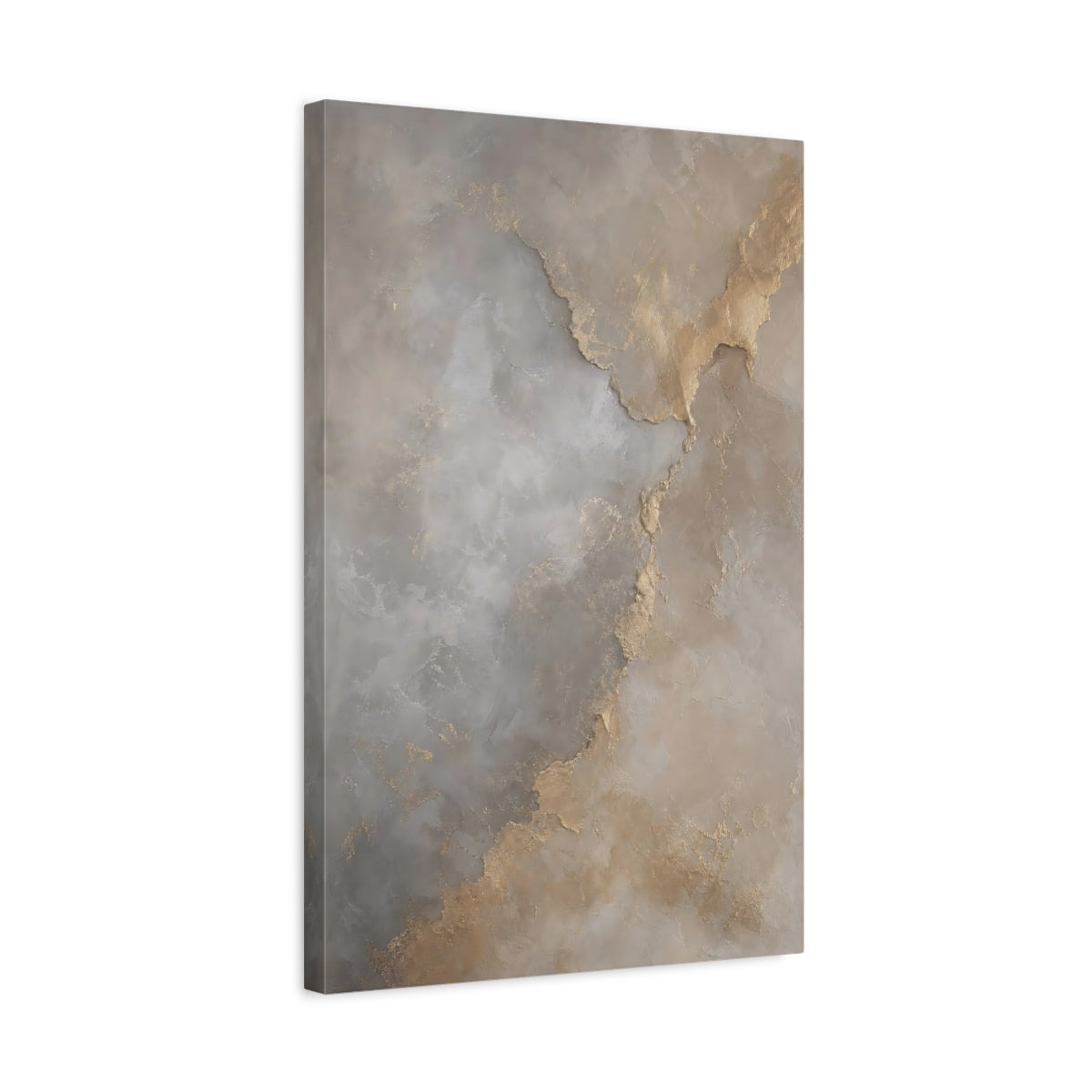 Side Mockup 3. Abstract Abstract Texture Gold Grey Abstract shown as stretched canvas wall art