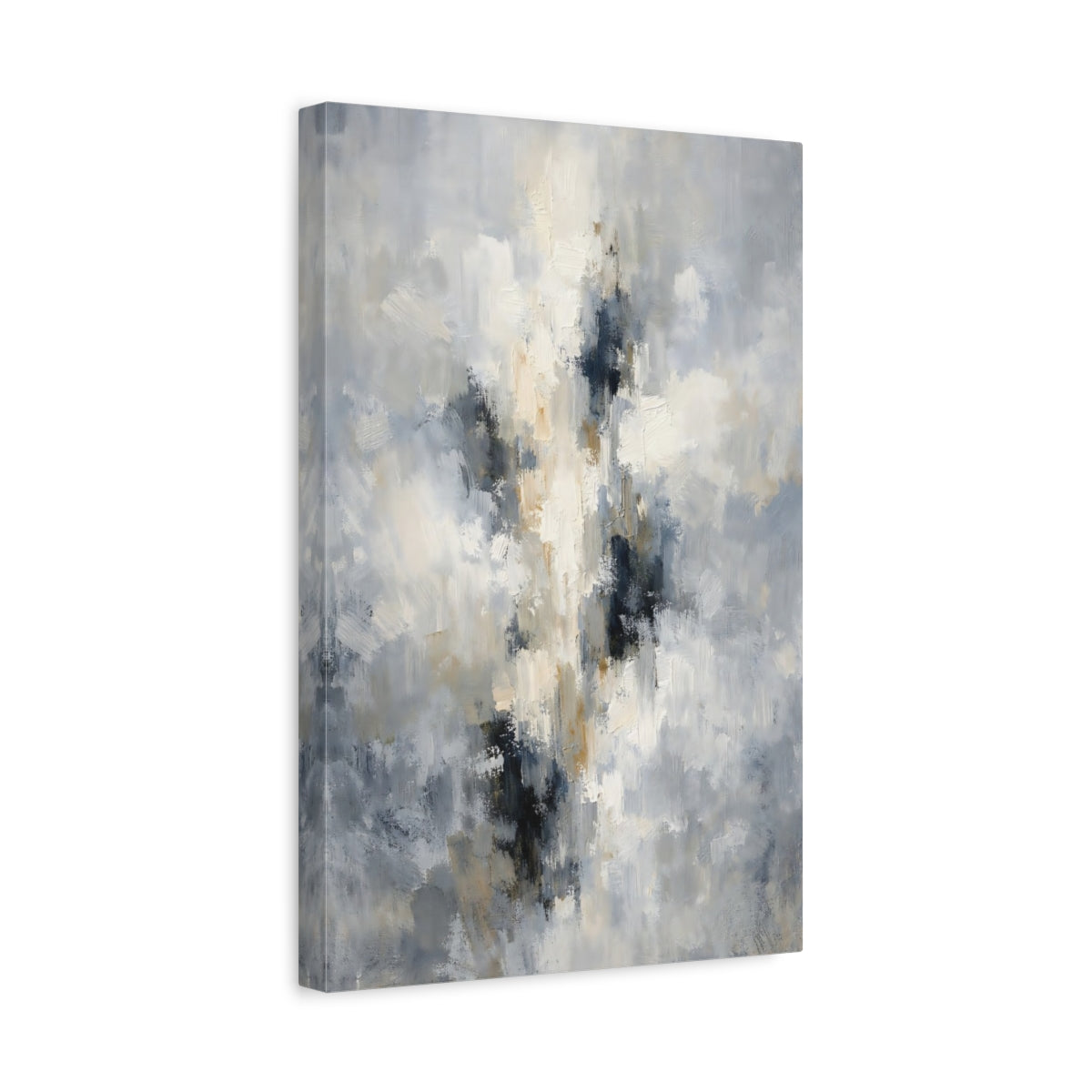 Side Mockup 4. Abstract Abstract Texture Gray Beige Abstract shown as stretched canvas wall art