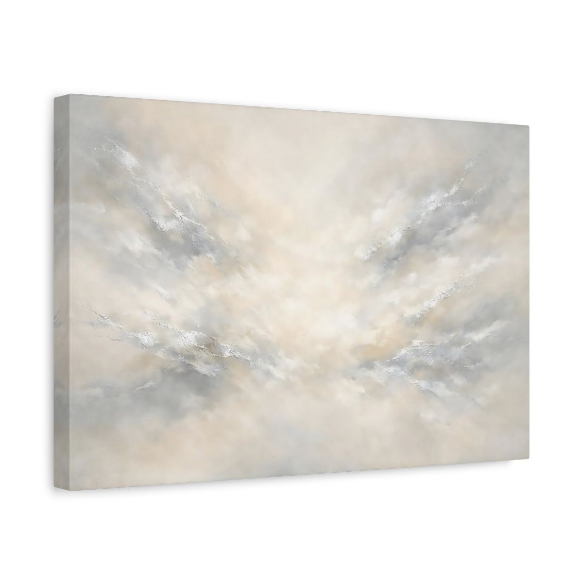 Side Mockup 4. Abstract Abstract Texture Light Grey Cream shown as stretched canvas wall art