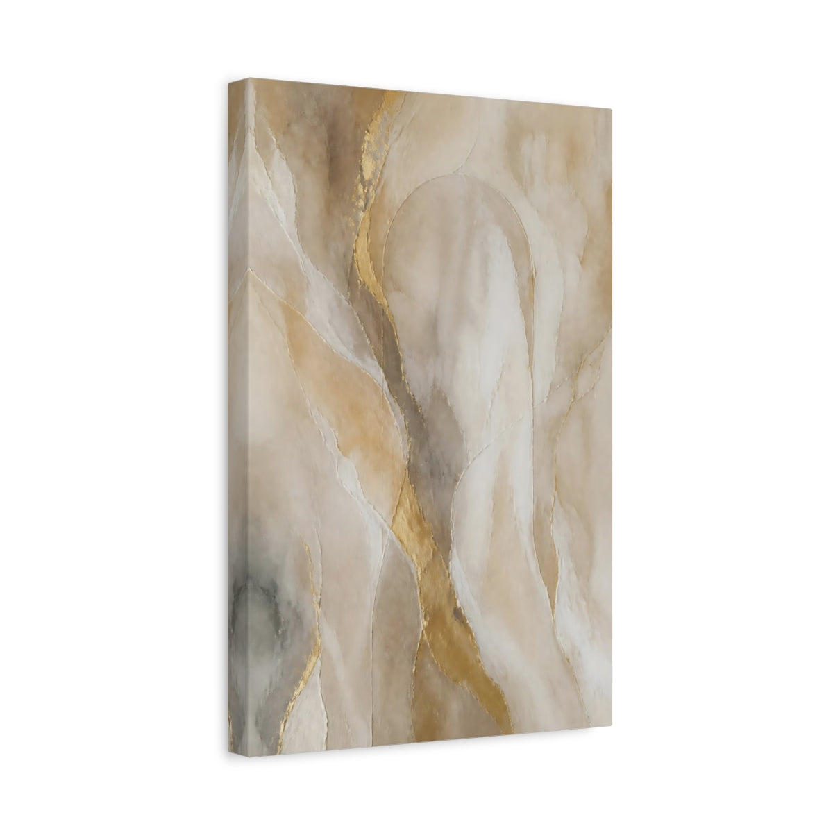 Side Mockup 4. Abstract Abstract Texture Neutral Gold Abstract shown as stretched canvas wall art
