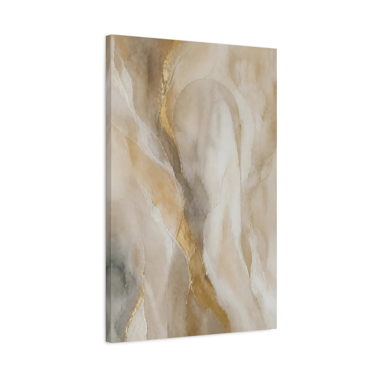 Side Mockup 2. Abstract Abstract Texture Neutral Gold Abstract shown as stretched canvas wall art
