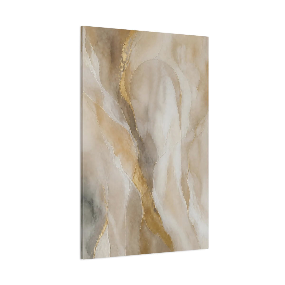 Side Mockup 1. Abstract Abstract Texture Neutral Gold Abstract shown as stretched canvas wall art