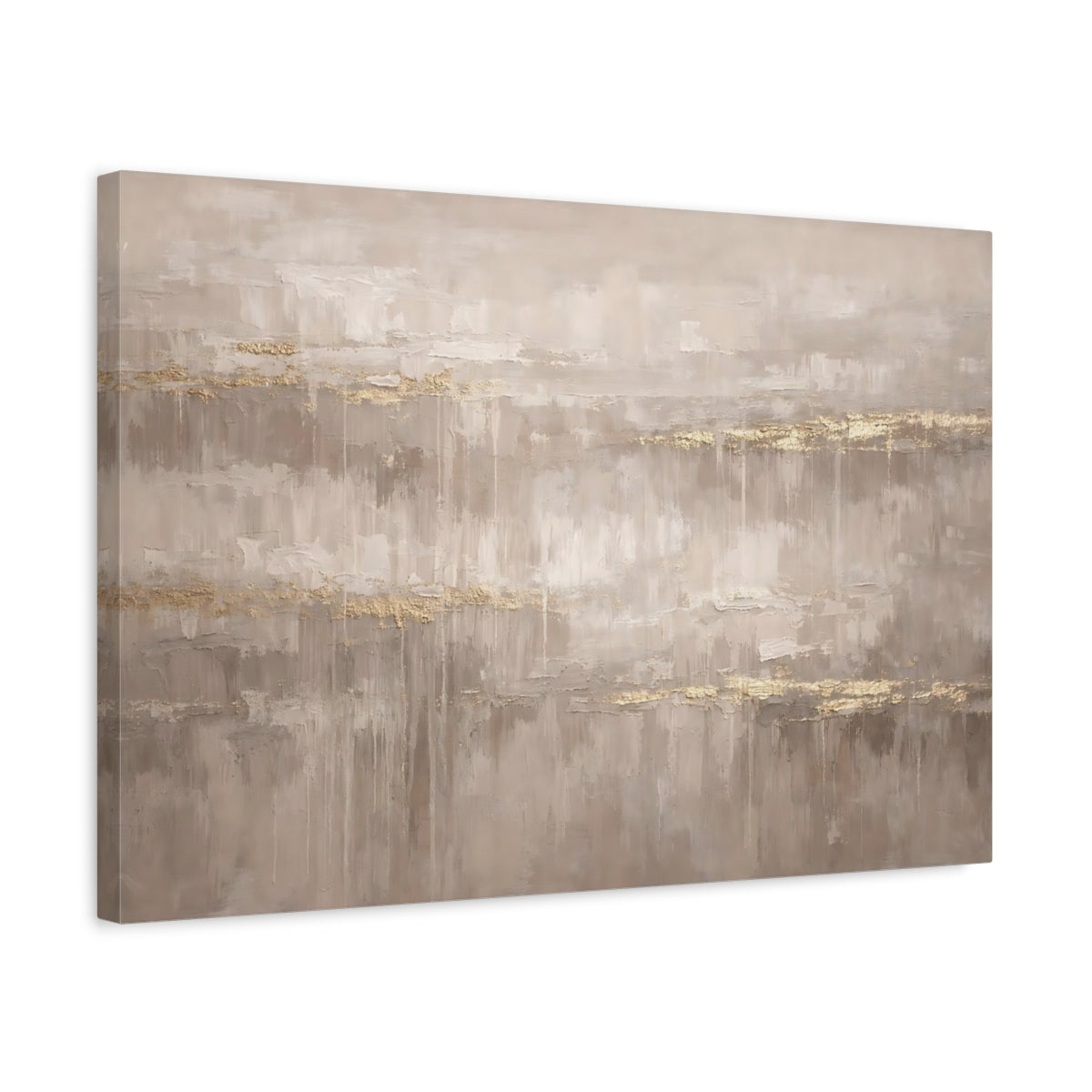 Side Mockup 3. Abstract Abstract Texture Neutral Gold Abstract shown as stretched canvas wall art