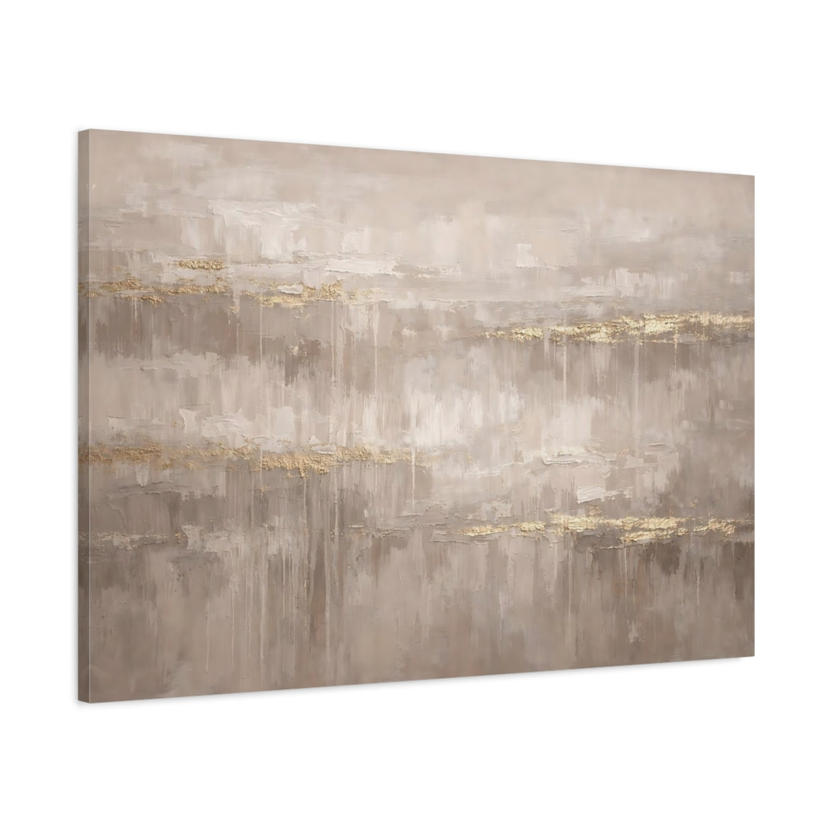 Side Mockup 1. Abstract Abstract Texture Neutral Gold Abstract shown as stretched canvas wall art