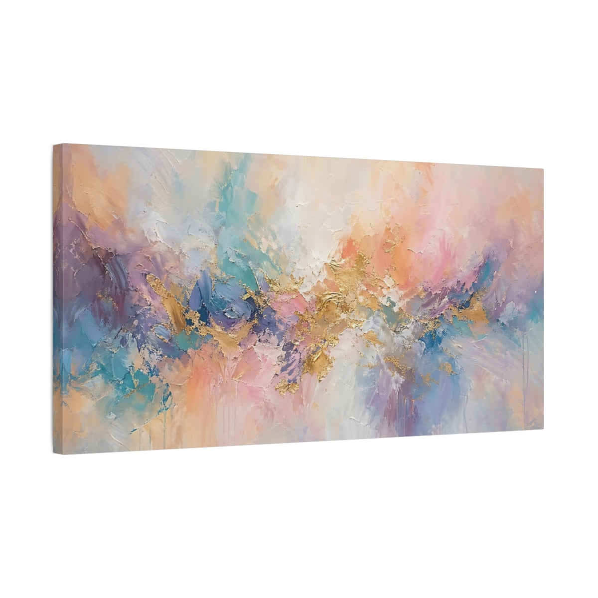 Side Mockup 1. Abstract Abstract Texture Pastel Abstract shown as stretched canvas wall art