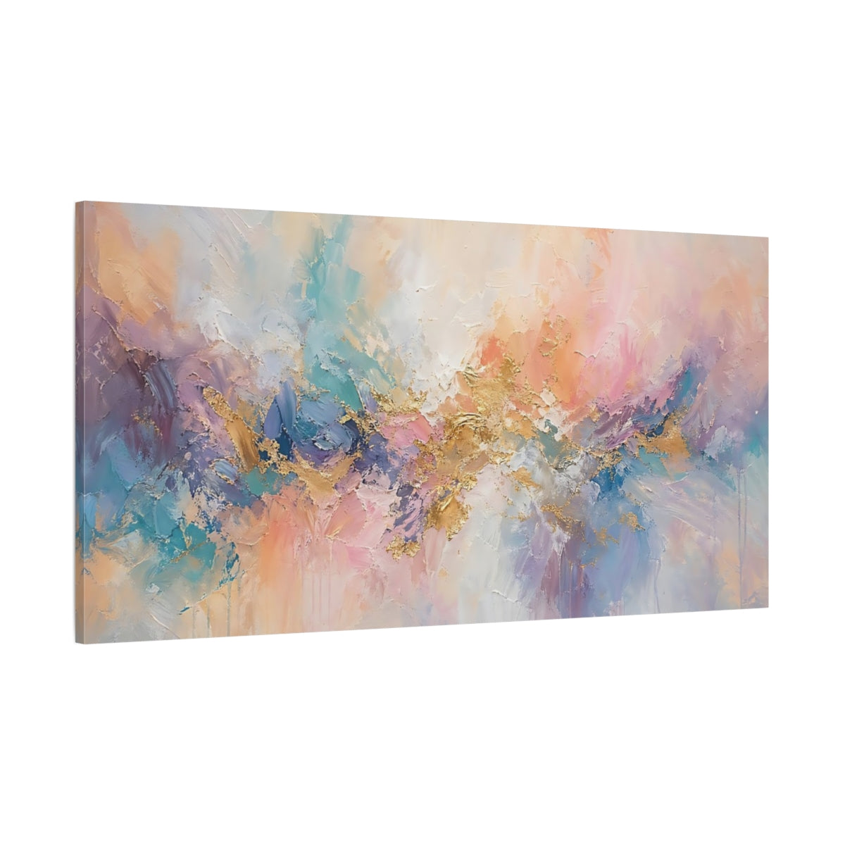 Side Mockup 2. Abstract Abstract Texture Pastel Abstract shown as stretched canvas wall art