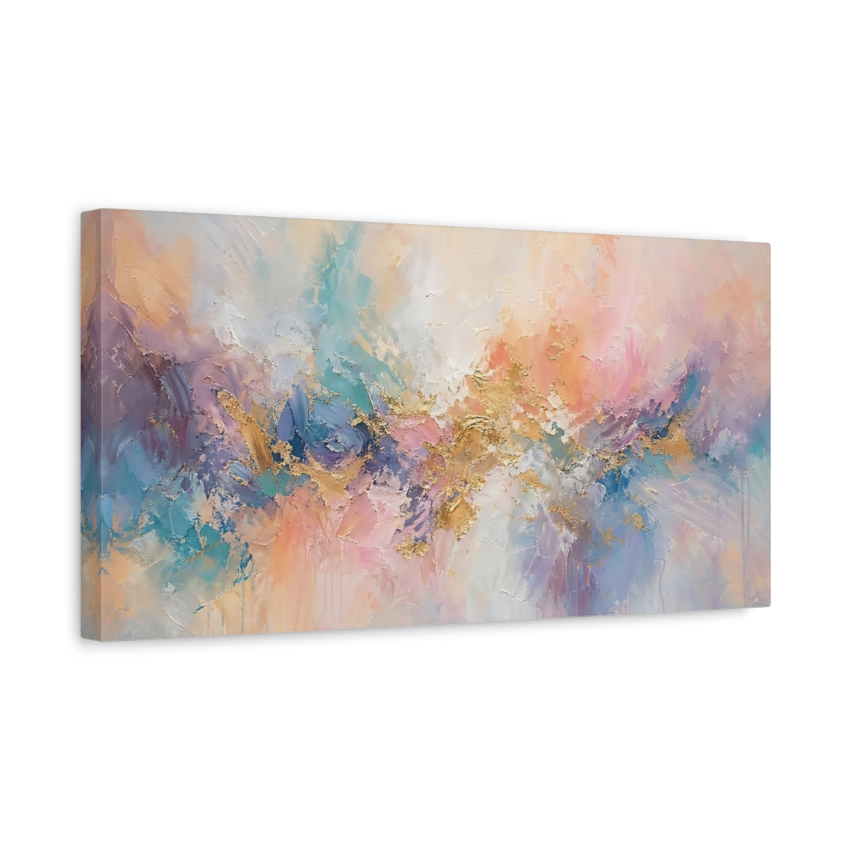 Side Mockup 3. Abstract Abstract Texture Pastel Abstract shown as stretched canvas wall art