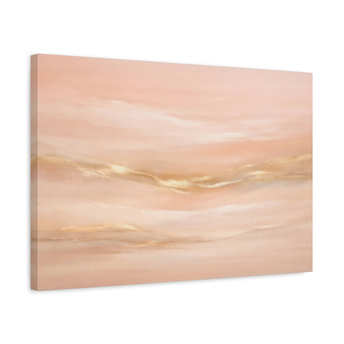 Side Mockup 3. Abstract Abstract Texture Pink And Gold shown as stretched canvas wall art