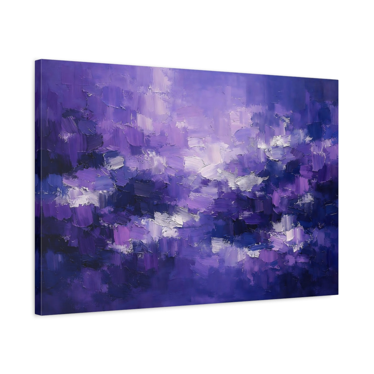 Side Mockup 2. Abstract Abstract Texture Purple Abstract shown as stretched canvas wall art