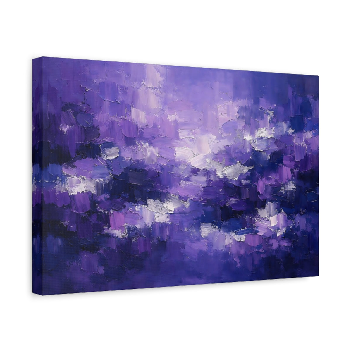 Side Mockup 4. Abstract Abstract Texture Purple Abstract shown as stretched canvas wall art