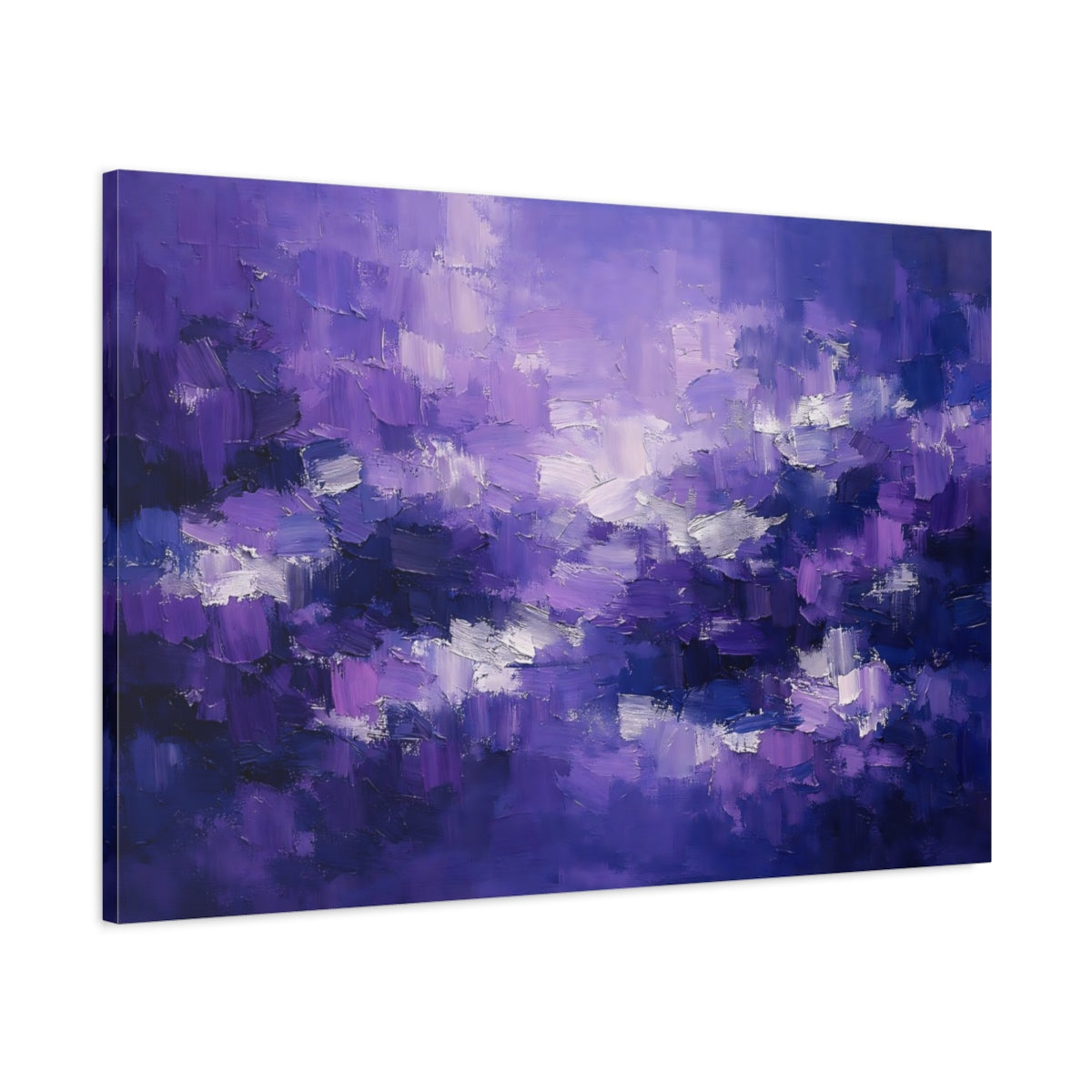 Side Mockup 1. Abstract Abstract Texture Purple Abstract shown as stretched canvas wall art