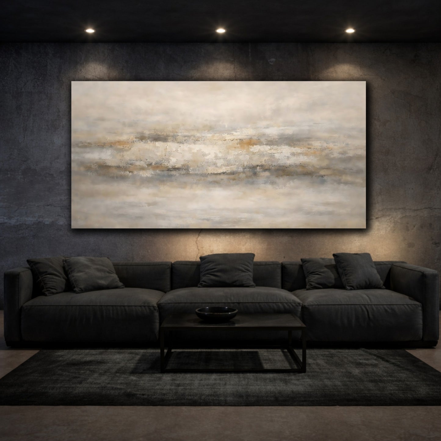 Mockup 2. Abstract Textured Abstraction Neutral Abstract Texture shown as stretched canvas wall art
