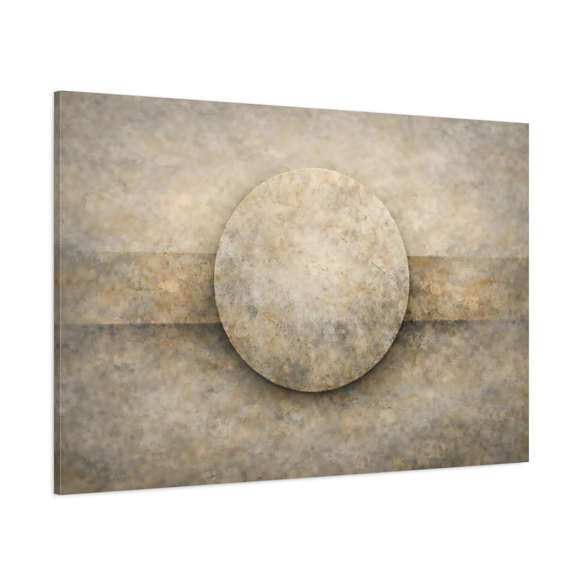 Abstract Textured Circle Beige And Brown shown as stretched canvas wall art