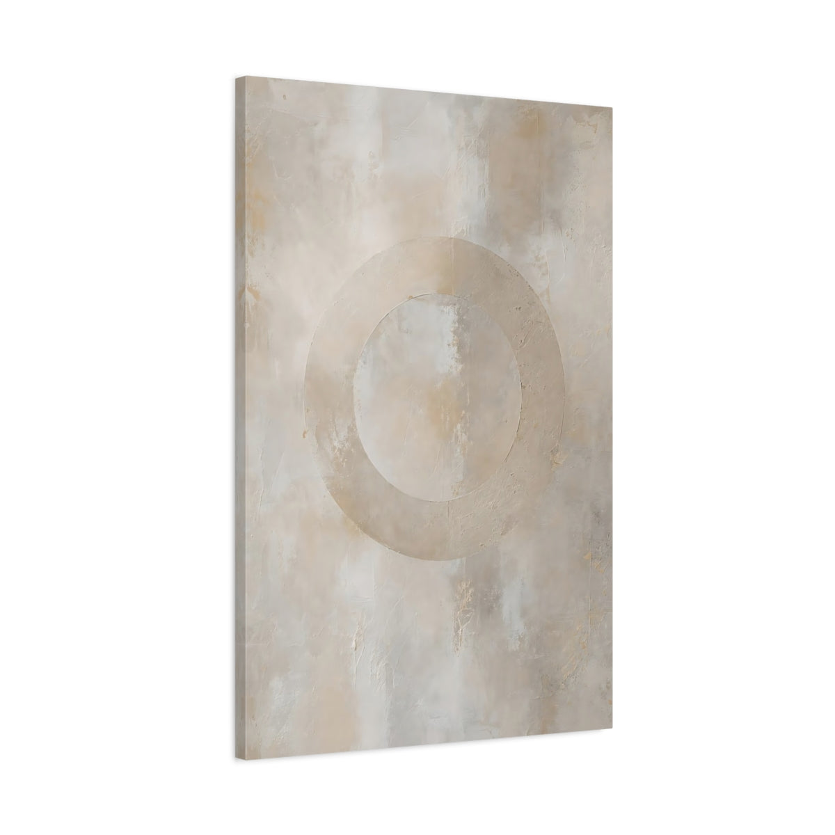 Main Mockup. Abstract Textured Circle Neutral Abstract shown as stretched canvas wall art