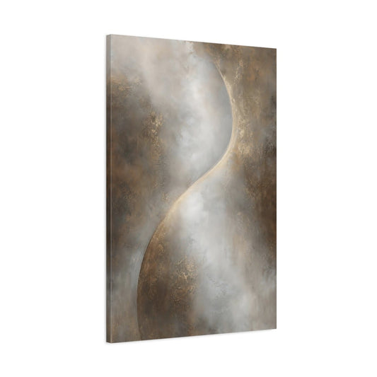 Abstract Textured Curve Brown Gold Canvas Print – Modern Living Room, Above Console Table - YesArtYes