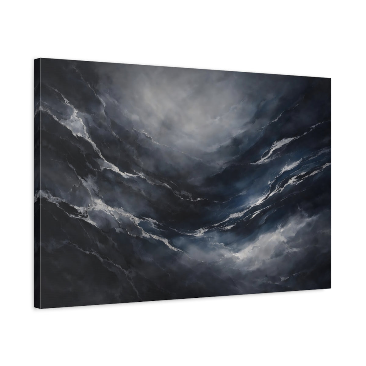 Side Mockup 2. Abstract Abstract Flow Dark Abstract shown as stretched canvas wall art