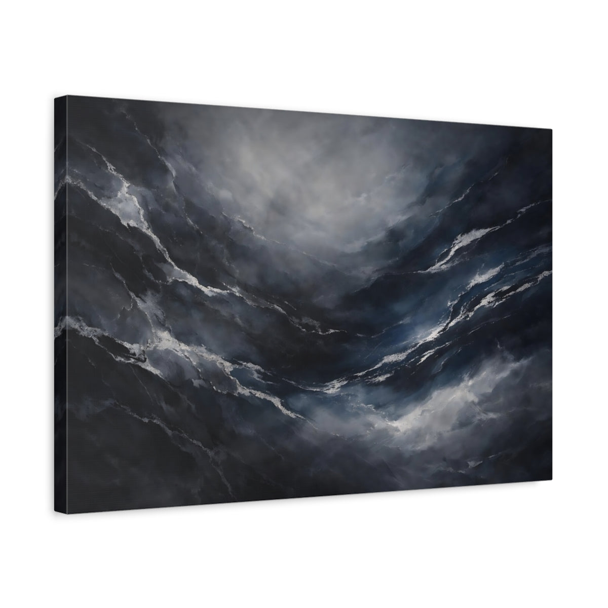 Side Mockup 3. Abstract Abstract Flow Dark Abstract shown as stretched canvas wall art