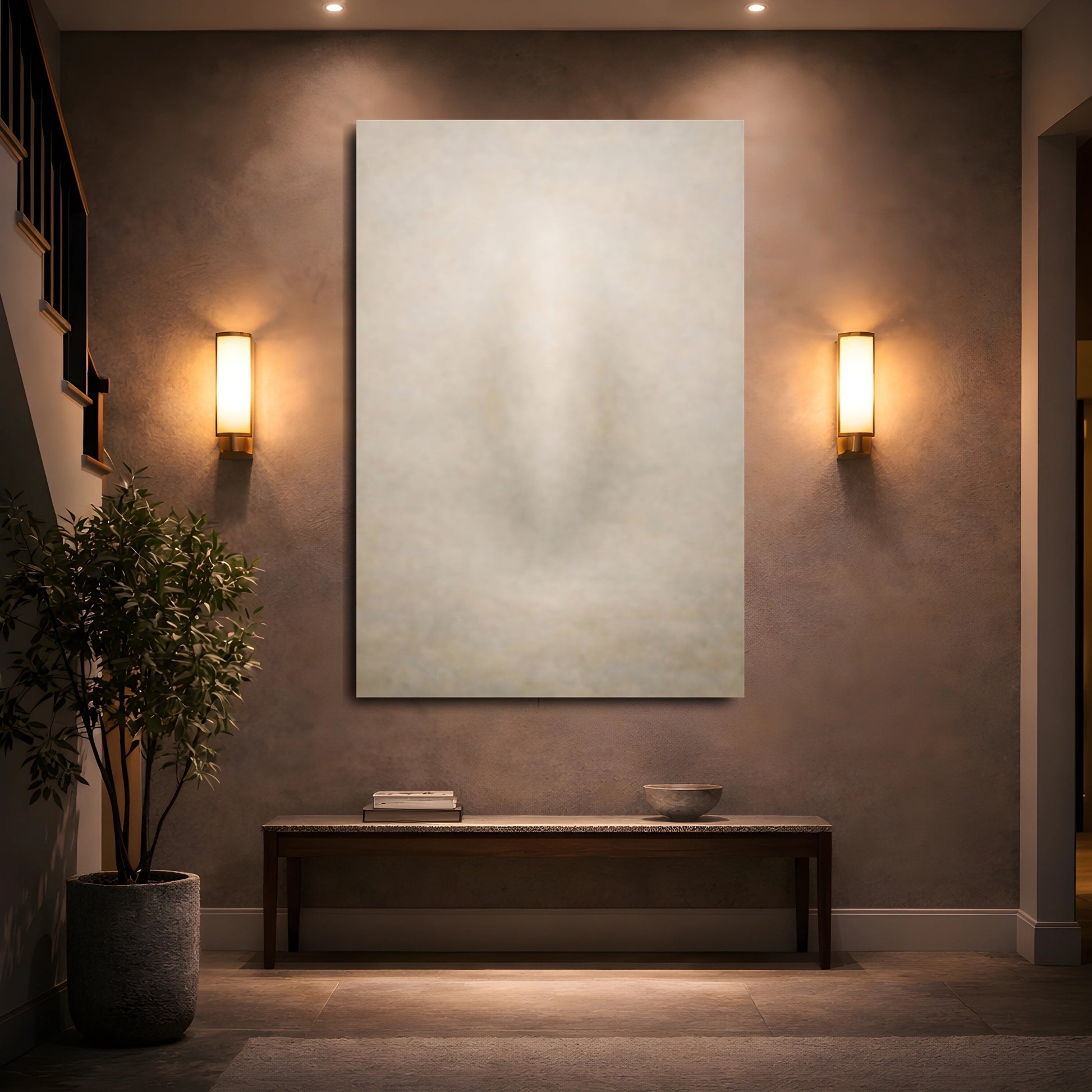 Abstract Textured Gradient Neutral Abstract shown as front canvas room wall art